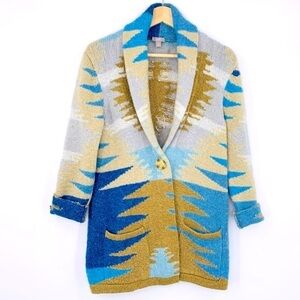 J. Jill Wool Aztec Southwest Coatigan Sweater Coat Cardigan